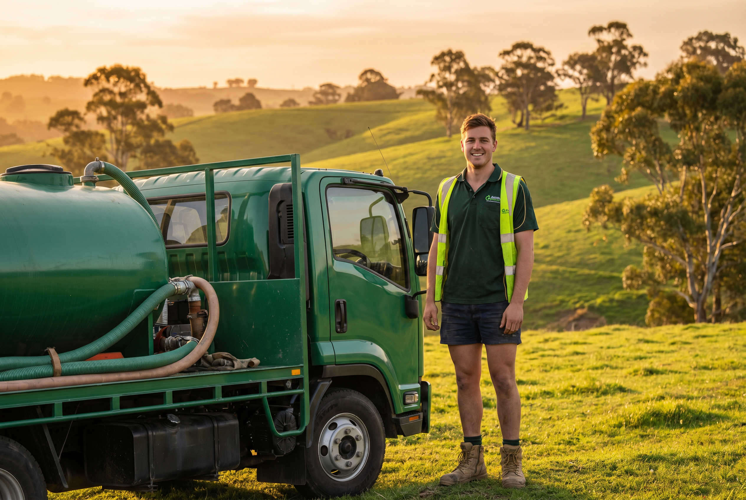 AG Hydroseeding team member with hydroseeding truck